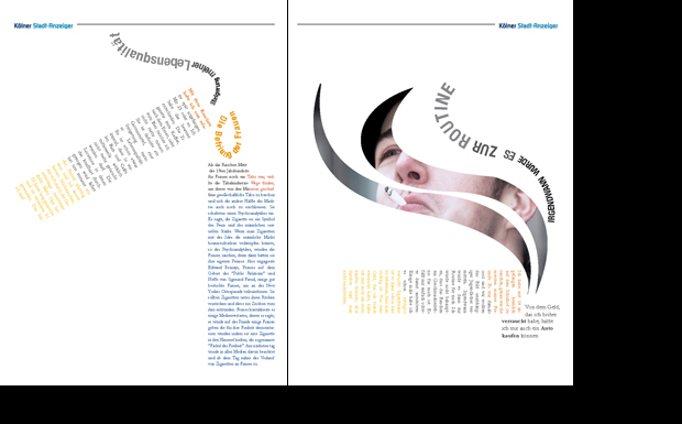 »Rauchen«, Entwurf: Laura Valis, 1. Preis European Newspaper Award, Kategorie Beilage