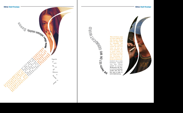 »Rauchen«, Entwurf: Laura Valis, 1. Preis European Newspaper Award, Kategorie Beilage