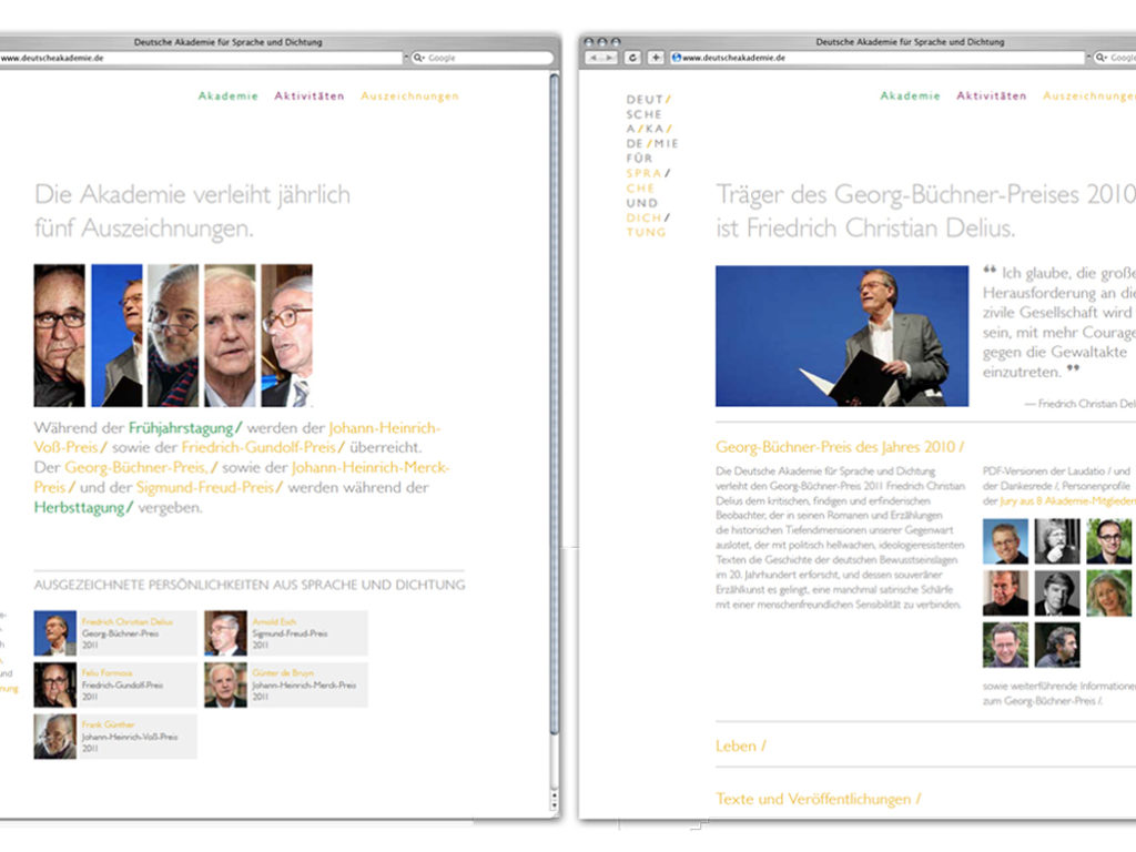 Für die verschiedenen Bereiche gibt es neue Einführungsseiten