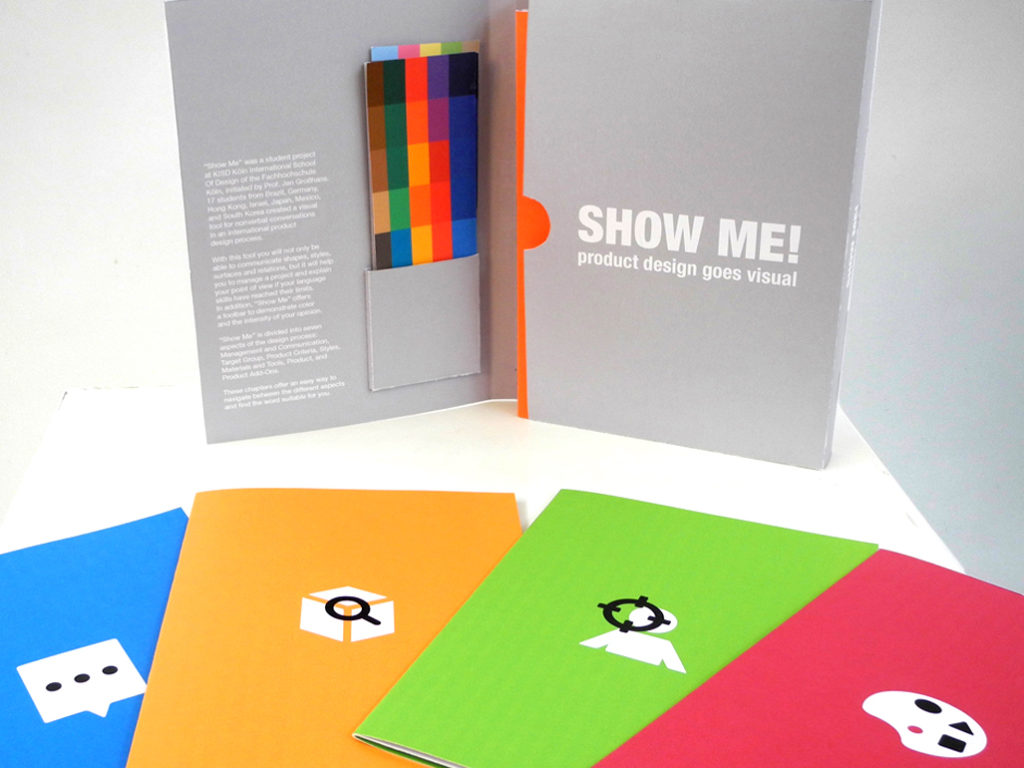Neun handliche Leporellos gliedern die Facetten des Produktdesigns