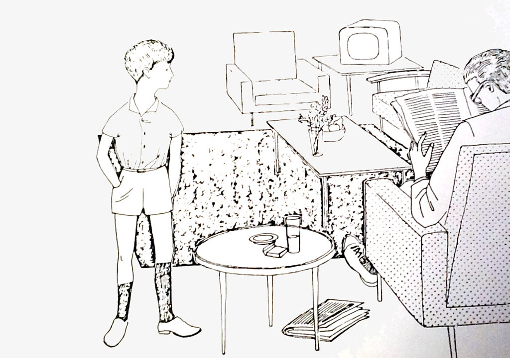 Originalmotiv von Sieglinde Kunert aus den 1960er Jahren, Vater/Sohn