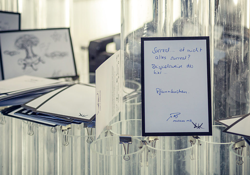 Selbst zum Künstler werden: Postkarten mit gedruckten Dalí Signaturen als Hommage an die Blankobögen mit Signatur zum Ende der Schaffenszeit Dalís (Bild: Manuel Kniepe) 