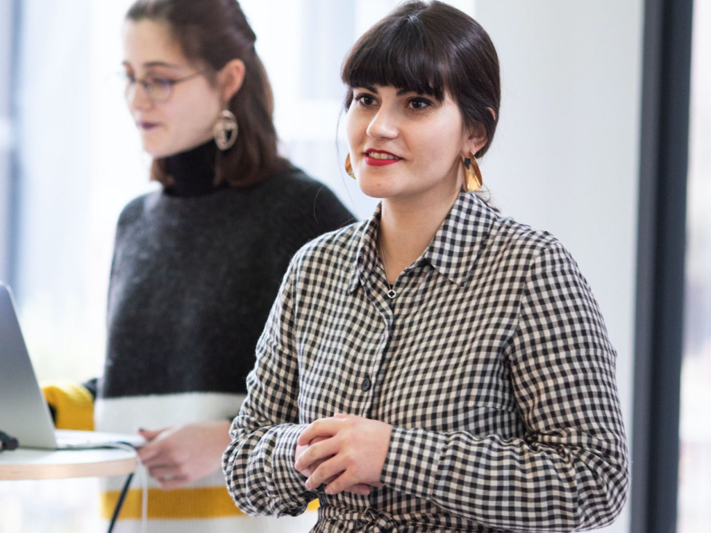 Team Monkey See, Monkey Do presenting their prototypes
