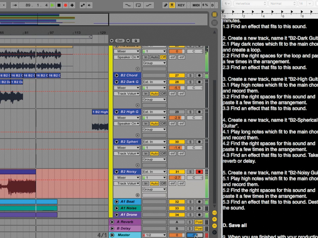 Instructions for music production 
