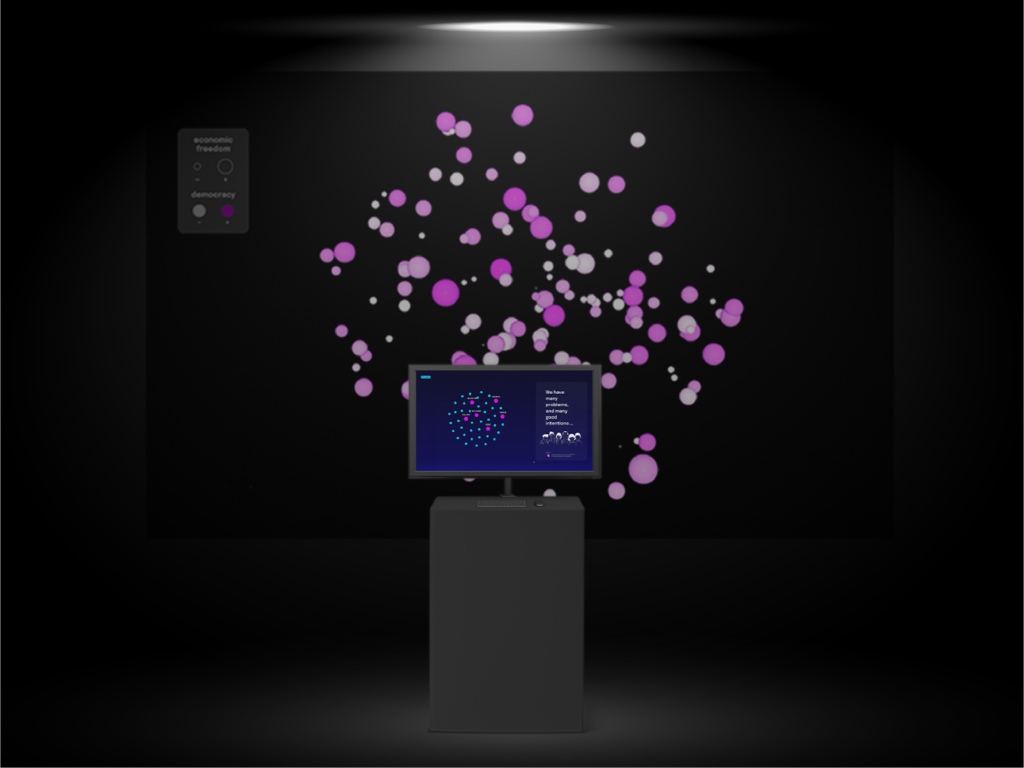 Installation with projection and interactive platform